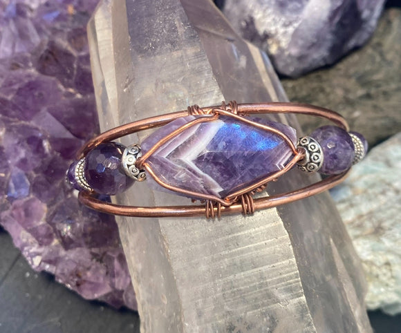 dogtooth amethyst copper wirewrapped  bracelet