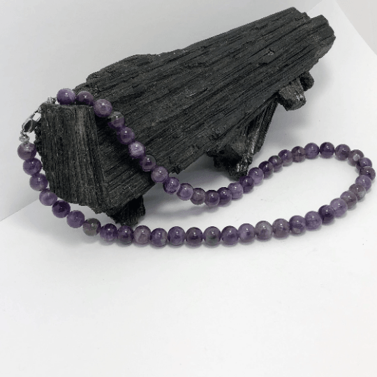 16 Inch Amethyst Beaded Necklace - Infinite Treasures, LLC