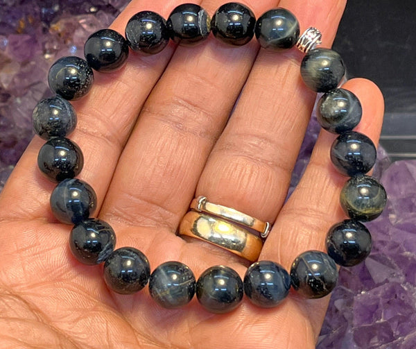 Blue Tigers Eye "Hawks Eye" Stretchy Bracelet - Infinite Treasures, LLC