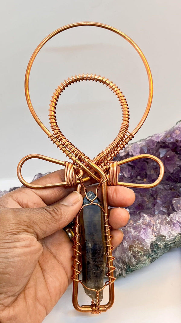 Namibian Smoky Citrine Handheld Ankh - Infinite Treasures, LLC