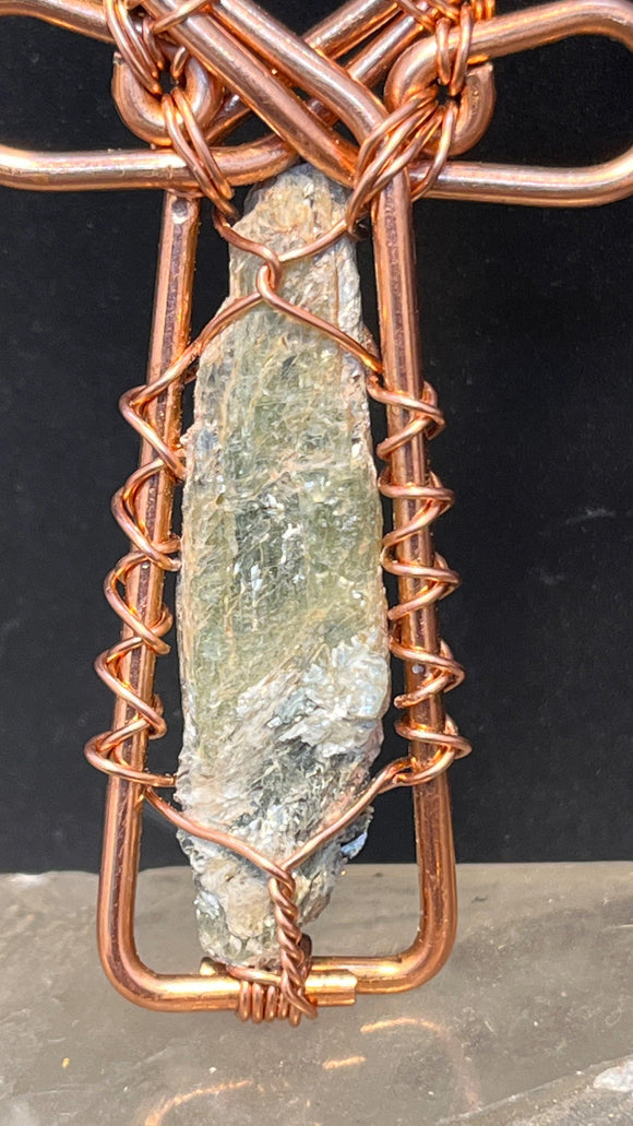 Green Kyanite Copper Ankh Necklace Pendant - Infinite Treasures, LLC