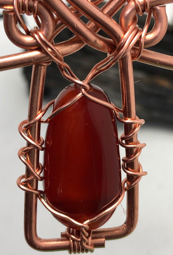 Carnelian and  Copper Ankh Pendant Necklace - Infinite Treasures, LLC