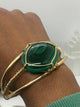 Malachite Brass 40x30mm Oval Bracelet Wire wrapped Handmade - Infinite Treasures, LLC