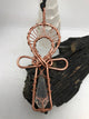 Crystal Quartz Vogel shaped Egyptian Kemetic Coptic Cross Copper Ankh Wirewrapped Pendant Necklace - Infinite Treasures, LLC