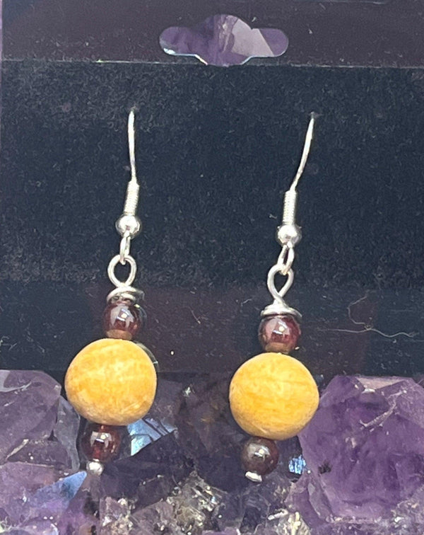 Palo Santo Gemstone Sterling Silver Hooks Drop Dangle Earrings - Infinite Treasures, LLC