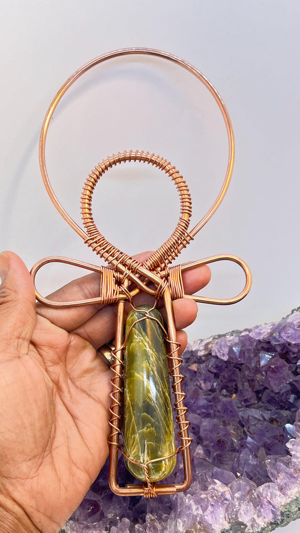 Peruvian Serpentine Handheld Ankh - Infinite Treasures, LLC