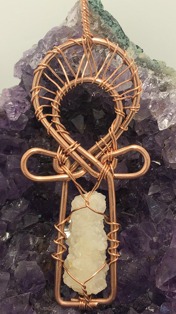 RARE Stalactite Healing Crystal Wearable Ankh - Infinite Treasures, LLC