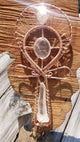 Lemurian Quartz Crystal with Moroccan Herkimer Diamond Handheld Copper Ankh - Infinite Treasures, LLC