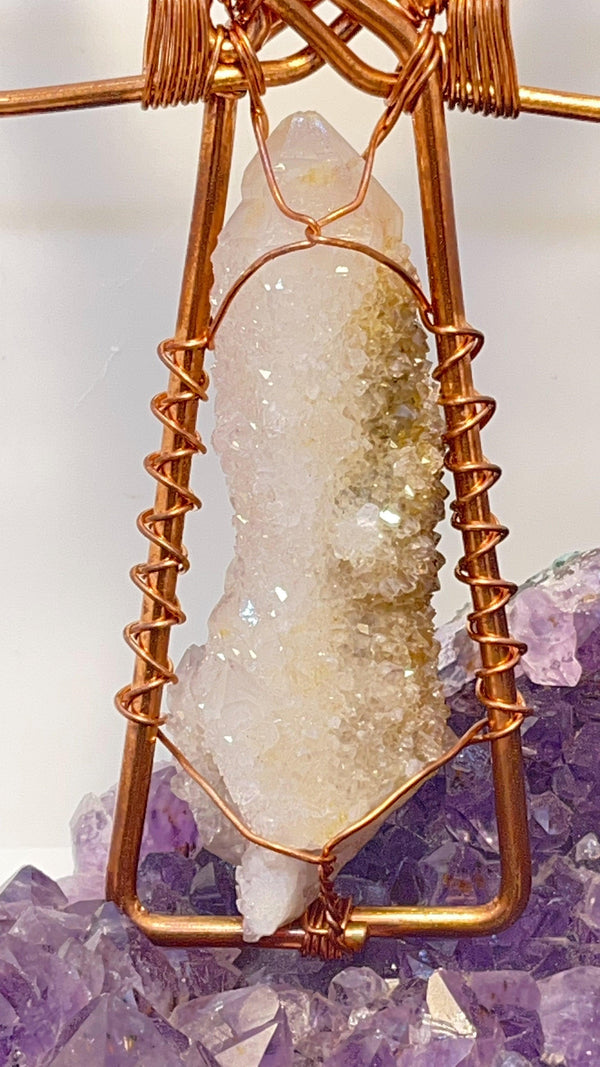 South African Amethyst Spirit Quartz and Chalcedony Handheld Ankh - Infinite Treasures, LLC