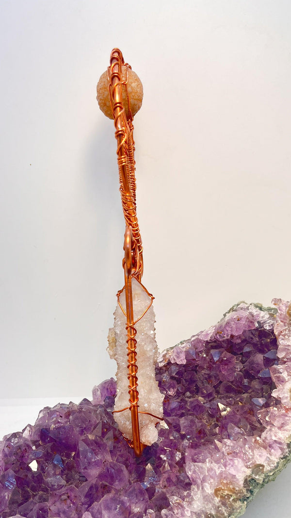 South African Amethyst Spirit Quartz and Chalcedony Handheld Ankh - Infinite Treasures, LLC